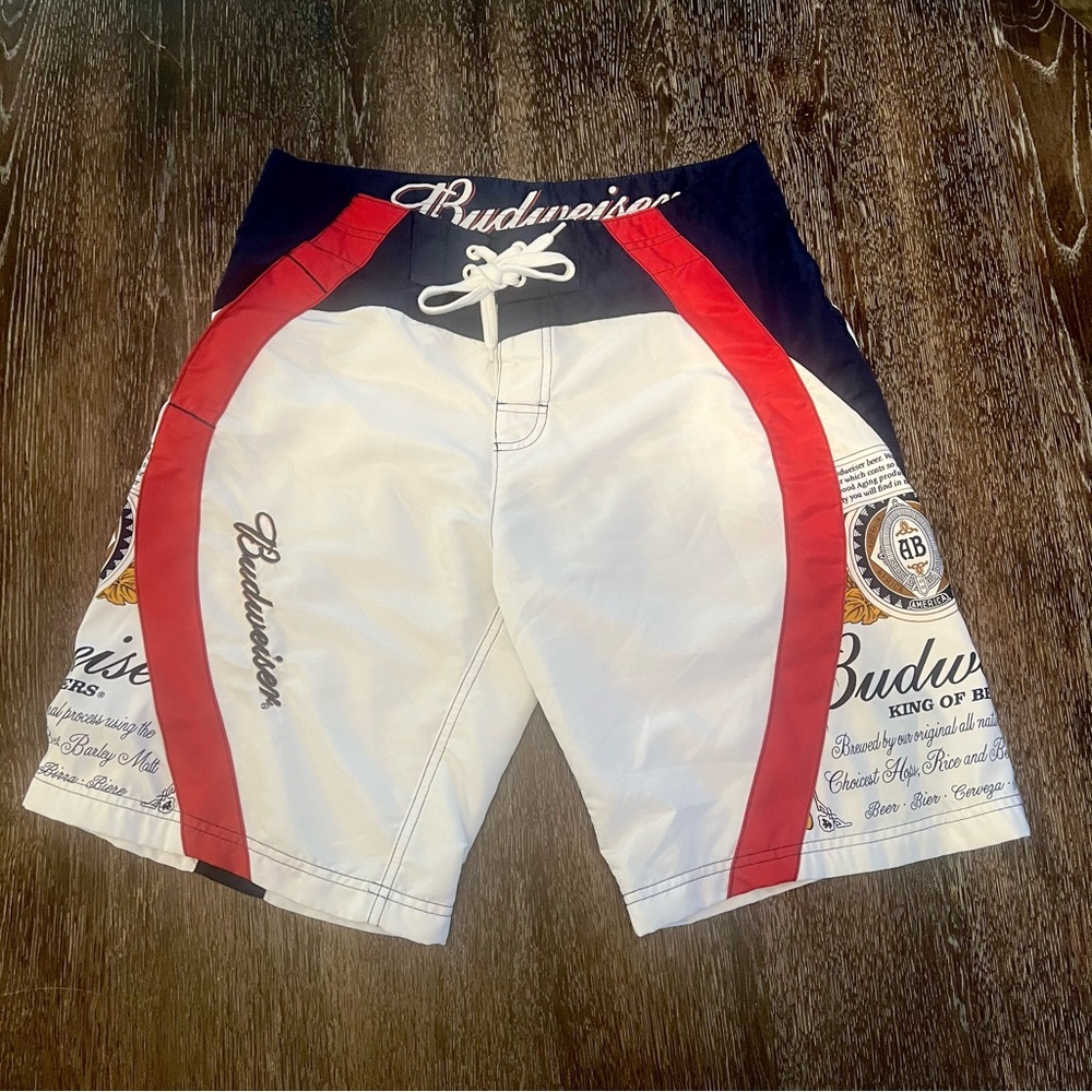 Budweiser King of Beers Swim Trunks Authentic Anheuser Busch Board Shorts Sz 32